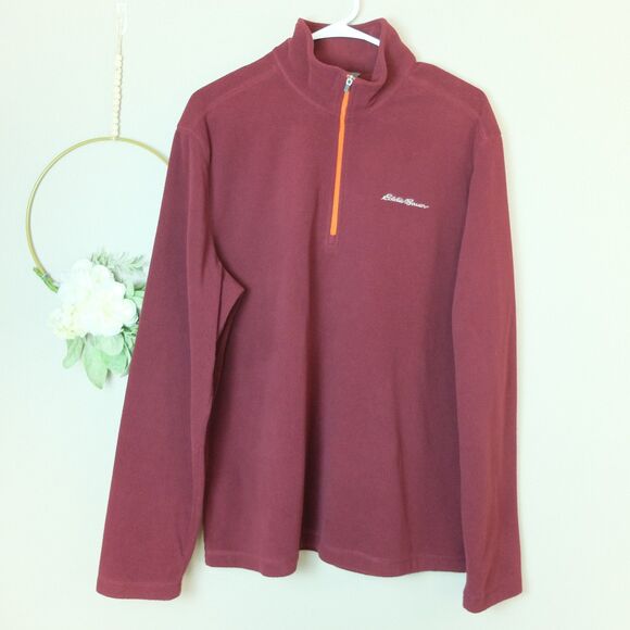 Eddie Bauer Maroon Fleece 1/4 Zip Pullover Sweater Size Large - Picture 2 of 10